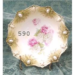 RS Prussia RM RSP jewel border bowl with roses and