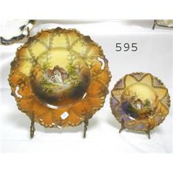 RS Prussia RM RSP Cottage scene cake service with