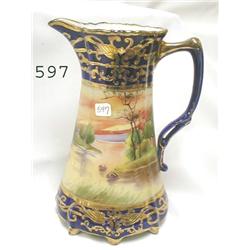 Nippon cobalt and gold satin scenic 8-f