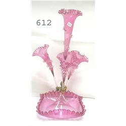 Fine 18 ½" Cranberry ruffle edge 4-arm