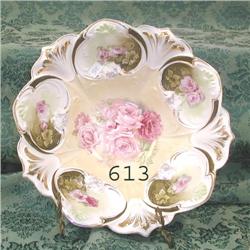 RS Prussia RM RSP molded floral bowl with gold dec