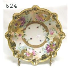 Nippon 10 ¼" scrolled gold rose decorat