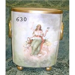 Signed Limoges 4-footed 8 ¼ waste bask