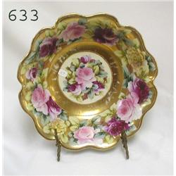 11" Nippon beaded rim bowl with gold ba