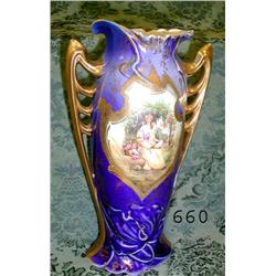 Royal Vienna cobalt 8 7/8" vase with go