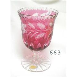6 ½" cranberry cut to clear vase with r