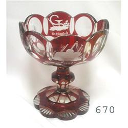 Bohemian 5 ½" compote with etched panel