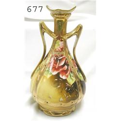 Nippon 11 7/8" 2-handled vase with brow