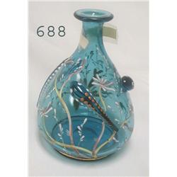 Small blue enamel decorated vase with a