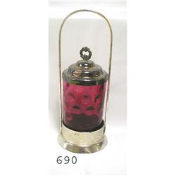 Cranberry coin dot pickle caster in sil