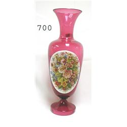 16 ¼" cranberry flared rim vase with la