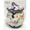Image 1 : UM cobalt floral dec. covered jar - app