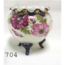 Cobalt footed ruffle top ovoid vase - a
