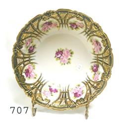 Fine Nippon 10" rose decorated bowl wit