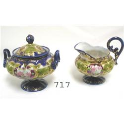 UM Nippon cobalt pedestal creamer and s
