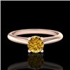 Image 2 : 0.4 CTW Intense Fancy Yellow Diamond Engagement Art Deco Ring 18K Rose Gold - REF-80N2Y - 38184