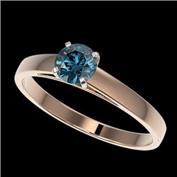0.50 CTW Certified Intense Blue SI Diamond Solitaire Engagement Ring 10K Rose Gold - REF-50F3N - 329