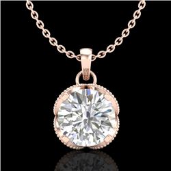 1.13 CTW VS/SI Diamond Solitaire Art Deco Stud Necklace 18K Rose Gold - REF-217F3N - 36864