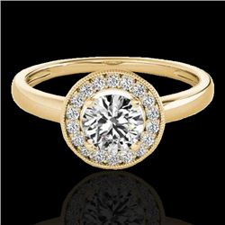 1.15 CTW H-SI/I Certified Diamond Solitaire Halo Ring 10K Yellow Gold - REF-152X8T - 33465