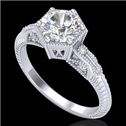 1.17 CTW VS/SI Diamond Solitaire Art Deco Ring 18K White Gold - REF-381W8F - 37214