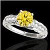 Image 1 : 1.2 CTW Certified Si/I Fancy Intense Yellow Diamond Solitaire Ring 10K White Gold - REF-158W2F - 349