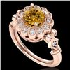 Image 1 : 1.2 CTW Intense Fancy Yellow Diamond Engagement Art Deco Ring 18K Rose Gold - REF-290W9F - 37834