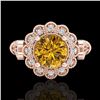 Image 2 : 1.2 CTW Intense Fancy Yellow Diamond Engagement Art Deco Ring 18K Rose Gold - REF-290W9F - 37834