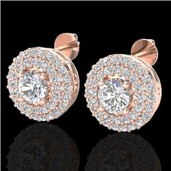 1.20 CTW Micro Pave VS/SI Diamond Earrings 14K Rose Gold - REF-104X5T - 20196