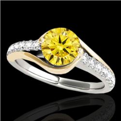 1.25 CTW Certified Si Intense Yellow Diamond Solitaire Ring 10K White & Yellow Gold - REF-156T2M - 3
