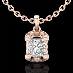 1.25 CTW Princess VS/SI Diamond Solitaire Art Deco Necklace 18K Rose Gold - REF-315M2H - 37155