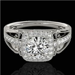 1.3 CTW H-SI/I Certified Diamond Solitaire Halo Ring 10K White Gold - REF-165H6A - 33769