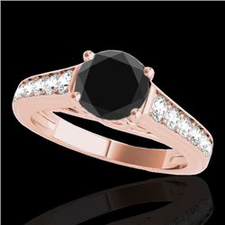 1.5 CTW Certified VS Black Diamond Solitaire Ring 10K Rose Gold - REF-72F2N - 34902