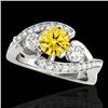 Image 1 : 1.76 CTW Certified Si Intense Yellow Diamond Bypass Solitaire Ring 10K White Gold - REF-289W3F - 350