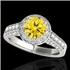 Image 1 : 1.8 CTW Certified Si/I Fancy Intense Yellow Diamond Solitaire Halo Ring 10K White Gold - REF-178X2T 