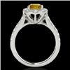 Image 2 : 2 CTW Certified Si/I Fancy Intense Yellow Diamond Solitaire Halo Ring 10K White Gold - REF-210W9F - 