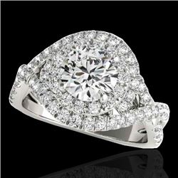 2 CTW H-SI/I Certified Diamond Solitaire Halo Ring 10K White Gold - REF-236T4M - 33873