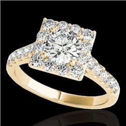 2 CTW H-SI/I Certified Diamond Solitaire Halo Ring 10K Yellow Gold - REF-210F9N - 34134