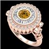 Image 1 : 2.03 CTW Intense Fancy Yellow Diamond Engagement Art Deco Ring 18K Rose Gold - REF-245K5W - 37904