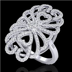 2.25 CTW Micro Pave VS/SI Diamond Designer Inspired Ring 18K White Gold - REF-191Y3K - 20887