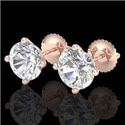 3.01 CTW VS/SI Diamond Solitaire Art Deco Stud Earrings 18K Rose Gold - REF-927A3X - 37311