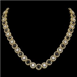 32.10 CTW Black & White Diamond Designer Necklace 18K Yellow Gold - REF-3276T2M - 42607