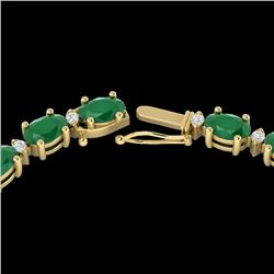 35 CTW Emerald & VS/SI Diamond Eternity Tennis Necklace 10K Yellow Gold - REF-200Y8K - 21593