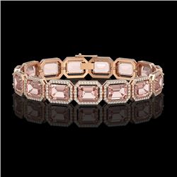 37.11 CTW Morganite & Diamond Halo Bracelet 10K Rose Gold - REF-787H3A - 41535