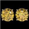 Image 1 : 4 CTW Certified Intense Yellow SI Diamond Solitaire Stud Earrings 10K Yellow Gold - REF-930M2H - 331