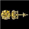 Image 2 : 4 CTW Certified Intense Yellow SI Diamond Solitaire Stud Earrings 10K Yellow Gold - REF-930M2H - 331