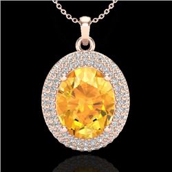 4 CTW Citrine & Micro Pave VS/SI Diamond Necklace 14K Rose Gold - REF-84A9X - 20559