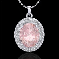 4.50 CTW Morganite & Micro Pave VS/SI Diamond Necklace 18K White Gold - REF-157M6H - 20568