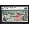 Image 1 : 1869 $10 Rainbow Legal Tender Note Fr.96 PMG Gem Uncirculated 65EPQ