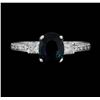 Image 1 : 18KT White Gold 1.50 ct. Natural Blue Sapphire and Diamond Ring