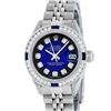 Image 2 : Rolex Ladies Stainless Steel Blue Vignette Diamond & Sapphire Datejust Wristwatc